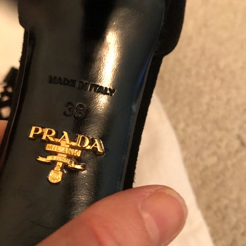 Prada suede pumps with cutouts 8 black $1140 gently worn cruise only - Picture 9 of 14